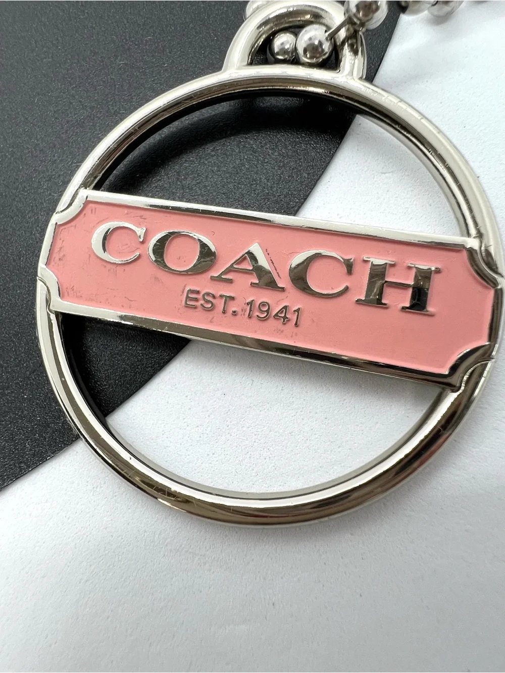 Coach Vintage Pink Enamel Round Hang Tag / Bag Charm